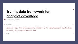 Try This Data Framework for Analytics Advantage | MIT Sloan | Shanmugaraj