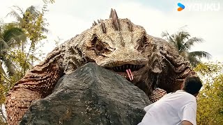 😨🦎💥Man turned, saw the true giant lizard behind the rock! | Varanus Priscus | YOUKU MONSTER MOVIE