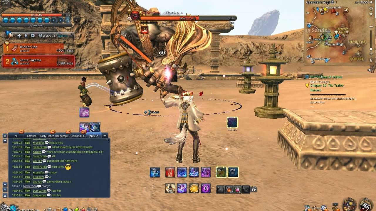 Blade and Soul Warlock Lv 37 defeating Golden Deva  Boss