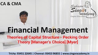 Fm 04.02.14 Theories Of Capital Structure - Pecking Order Theory Managers Choice Myer