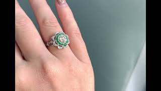 #artdeco Style #diamond  #emerald  Flower Floral #engagementring   (1108401)