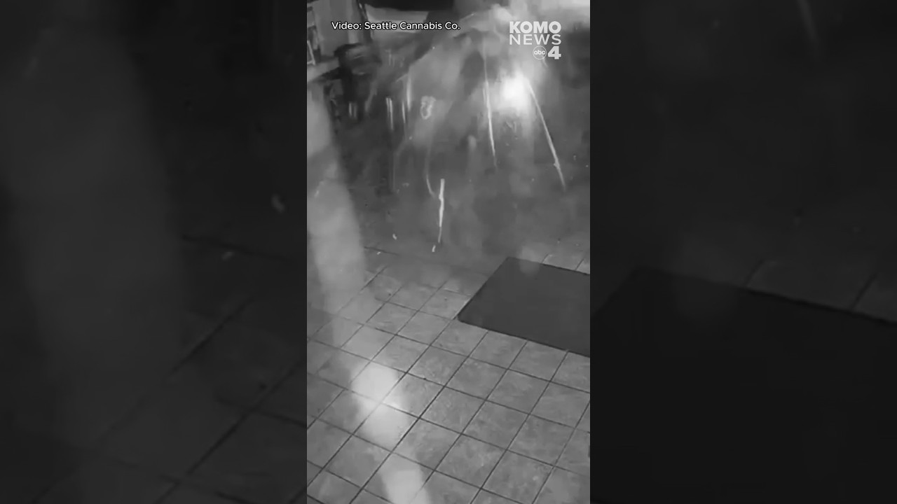 Video shows flatbed truck crash into south Seattle pot shop before thieves steal ATM
