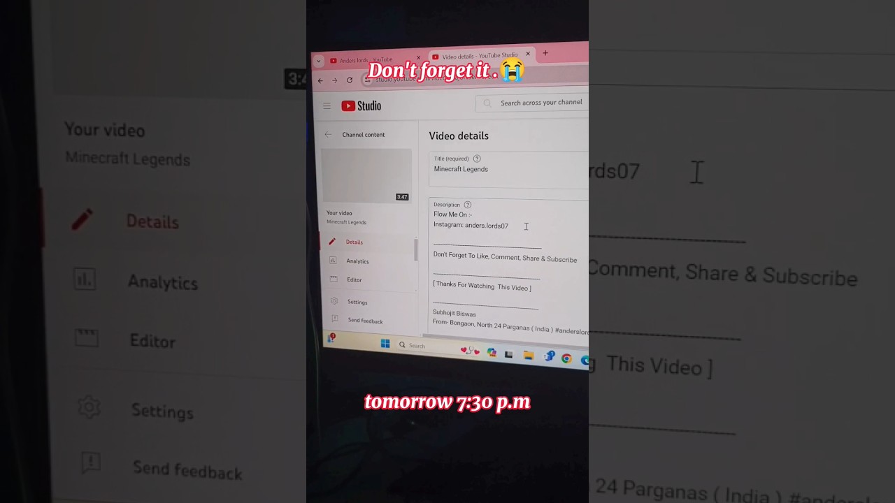 Don't forget it 😭 | Tomorrow 7.30 p.m 