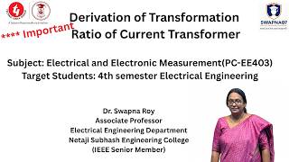 Transformation Ratio of Current Transformer(CT) Derivation