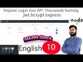 Register User API in node Js | passwords hashing in node js | JWT Node authentication in English
