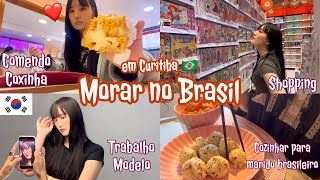 Minha rotina no Brasil | modelo, páscoa, comendo coxinha e pudim, shopping, cozinhar comida coreana