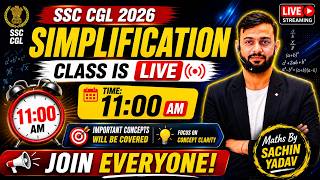 SSC CGL Maths Simplification🔥| Class Live | Simplification Tricks &amp; Questions |Maths By Sachin Yadav