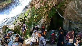 Family Gathering in the Heart of Nature: Beside the Waterfall and Cave