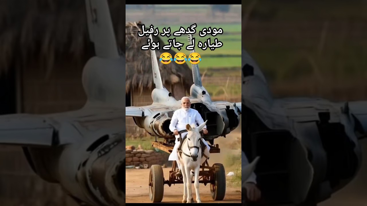 Modi bringing a crashed Rafale jet on a donkey cart 