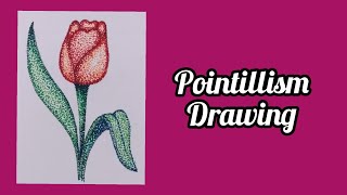 Easy Pointillism Drawing /how to draw a Pointillism Drawing Step by Step / Stippling Art/ Sketch pen