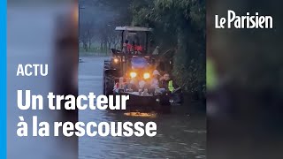 Crues : dans un village inondé en Dordogne, des enfants prennent le tracteur pour aller à l'école