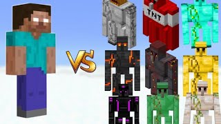 Insane Fight: Herobrine vs All Golems Fight in Minecraft x100