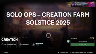 Destiny 2 Solo Ops Creation Farm Solstice 2025 - Master Tier