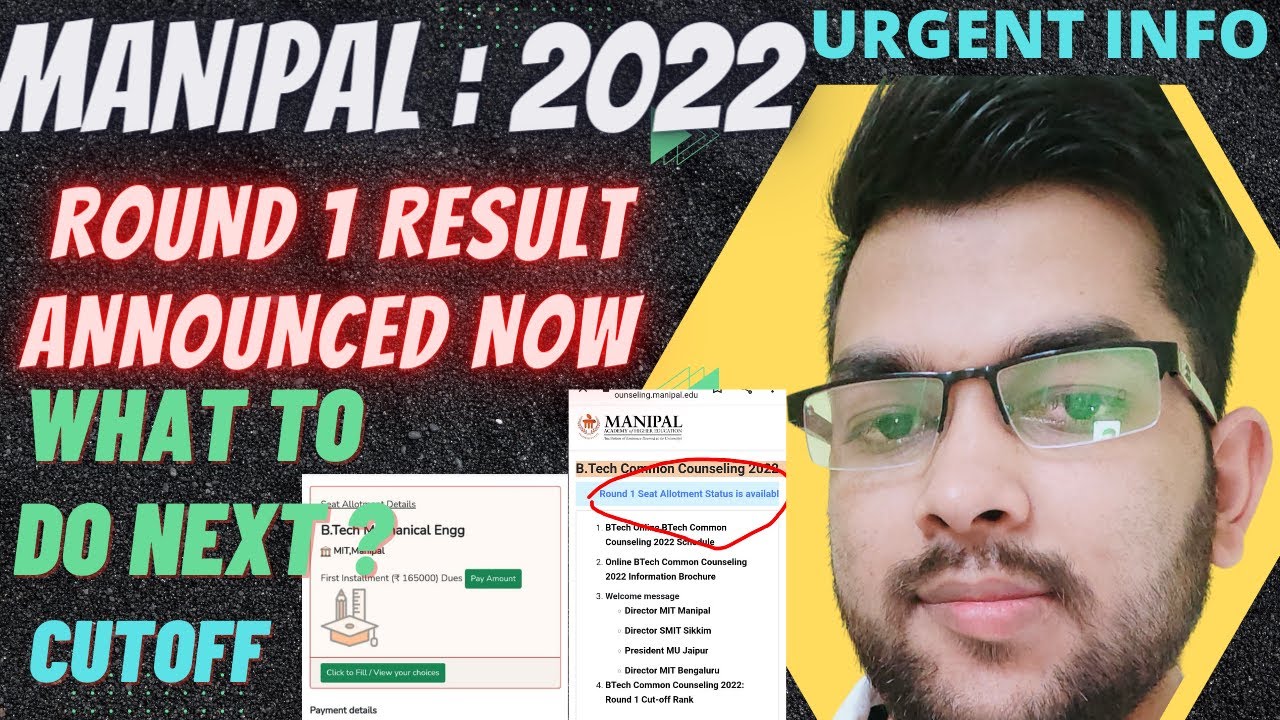 Manipal Counseling 2022 | Round 1 results announced 🔥 