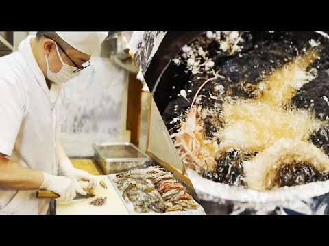 【刺身鮮度の魚介を天ぷらに】江戸前天丼の最高峰・浅草まさる Tempura fried with sashimi fresh seafood. 天妇罗与新鲜海鲜刺身一起煎炸 생선회를 튀김으로