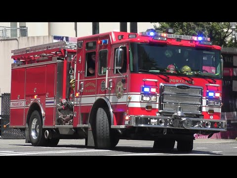 Portland Fire & Rescue Engine 4 & AMR (Multnomah County EMS) Medic 328 ...