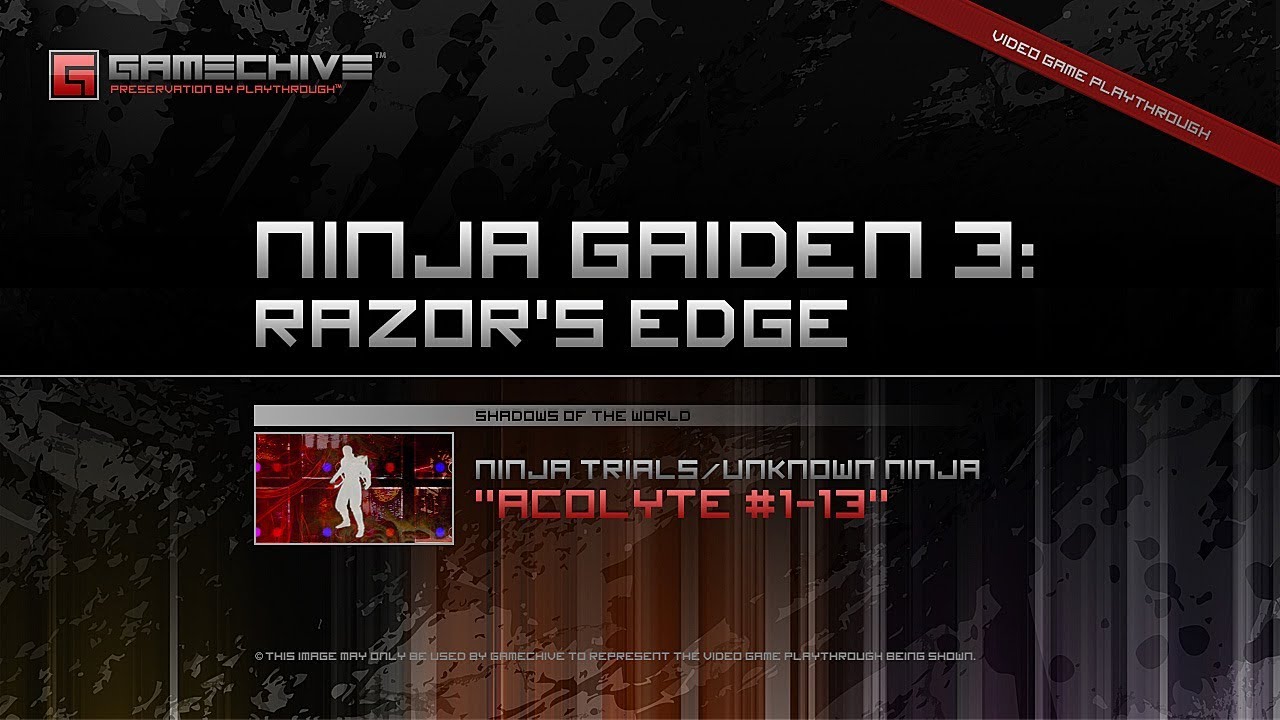 Ninja Gaiden 3: Razor's Edge (PS3) Gamechive (Ninja Trials: Unknown Ninja - Acolyte #1-13) [Solo]