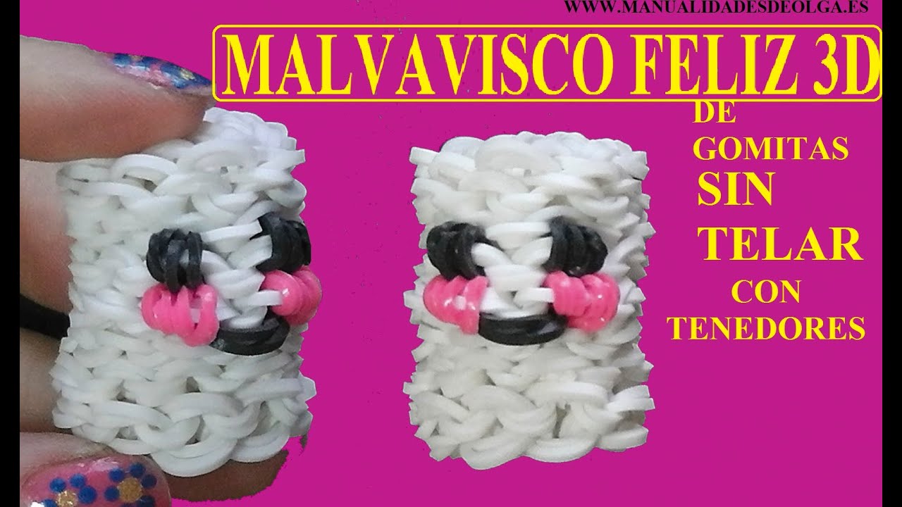 Como hacer un malvavisco 3D o nube de gomitas sin telar, con tenedores. Figuras tutorial.