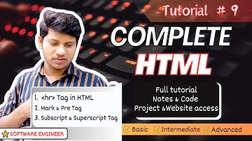 Hr , Mark & Pre , Subscript & Superscript Tag  in HTML | Tutorials #9 | Complete HTML tutorials