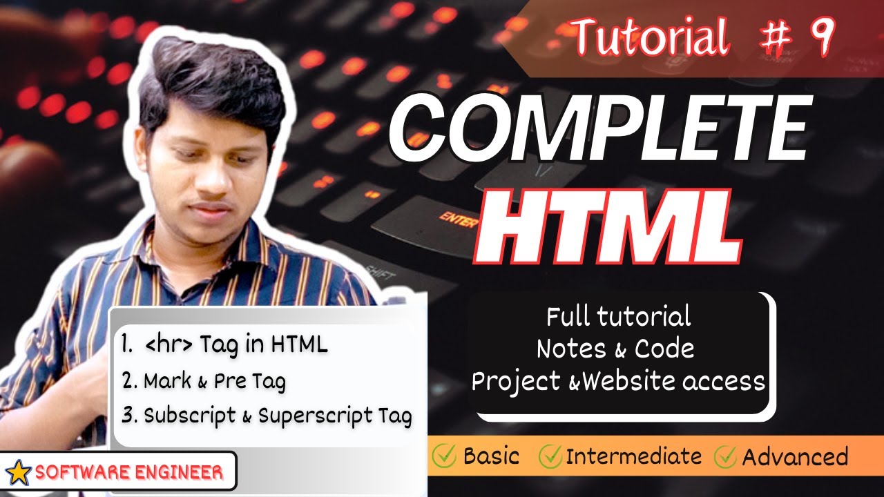 Hr , Mark & Pre , Subscript & Superscript Tag in HTML | Tutorials #9 ...