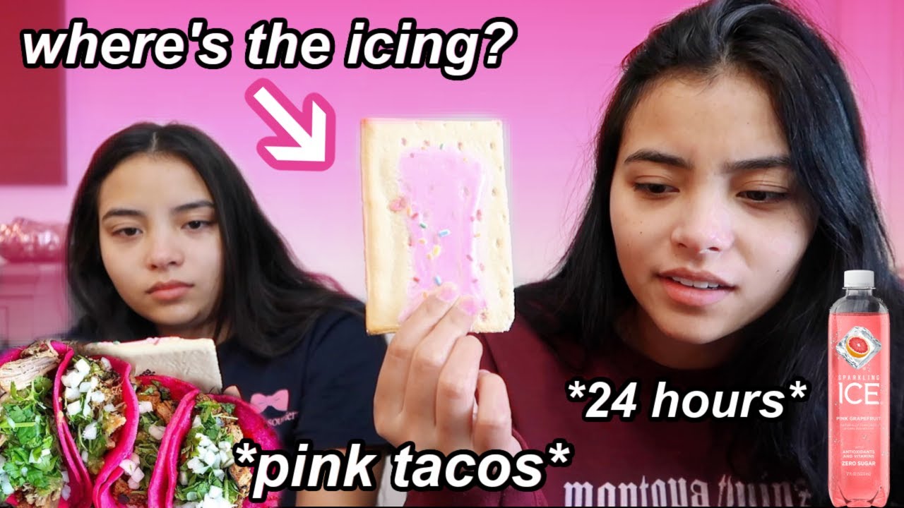 Eating Only PINK Foods For 24 Hours! | MontoyaTwinz