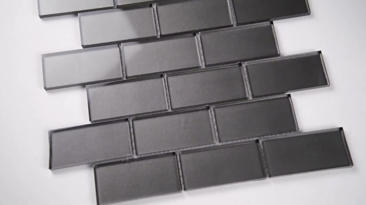 Metallic Gray 2x4x8mm Glossy Glass Subway Tile