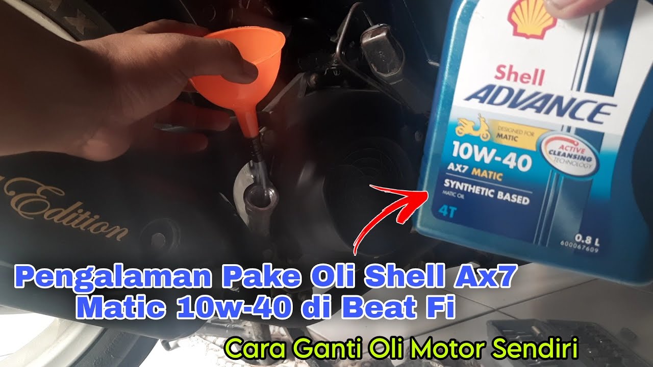 Отзыв об использовании масла Shell AX7 Matic 10w-40 на индонезийском мотоцикле Beat Fi года выпуска