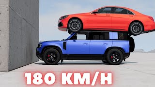 Land Rover Defender + Mercedes-Benz  W222 VS Wall - BeamNG Drive Crash Test