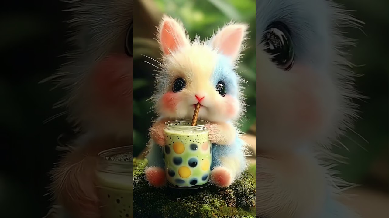 "Multicolor Bunny Drinking Juice and Smiling 🐰✨ | Fun Animation & Coloring Video"