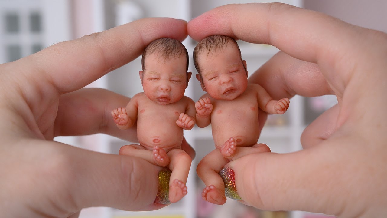World's Smallest TWINS - Only 2.75 inches! Miniature Boy and Girl Silicone Reborn Babies Ava & Evan
