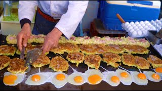 Japanese Street Food - $1 Okonomiyaki - Old Style Stall