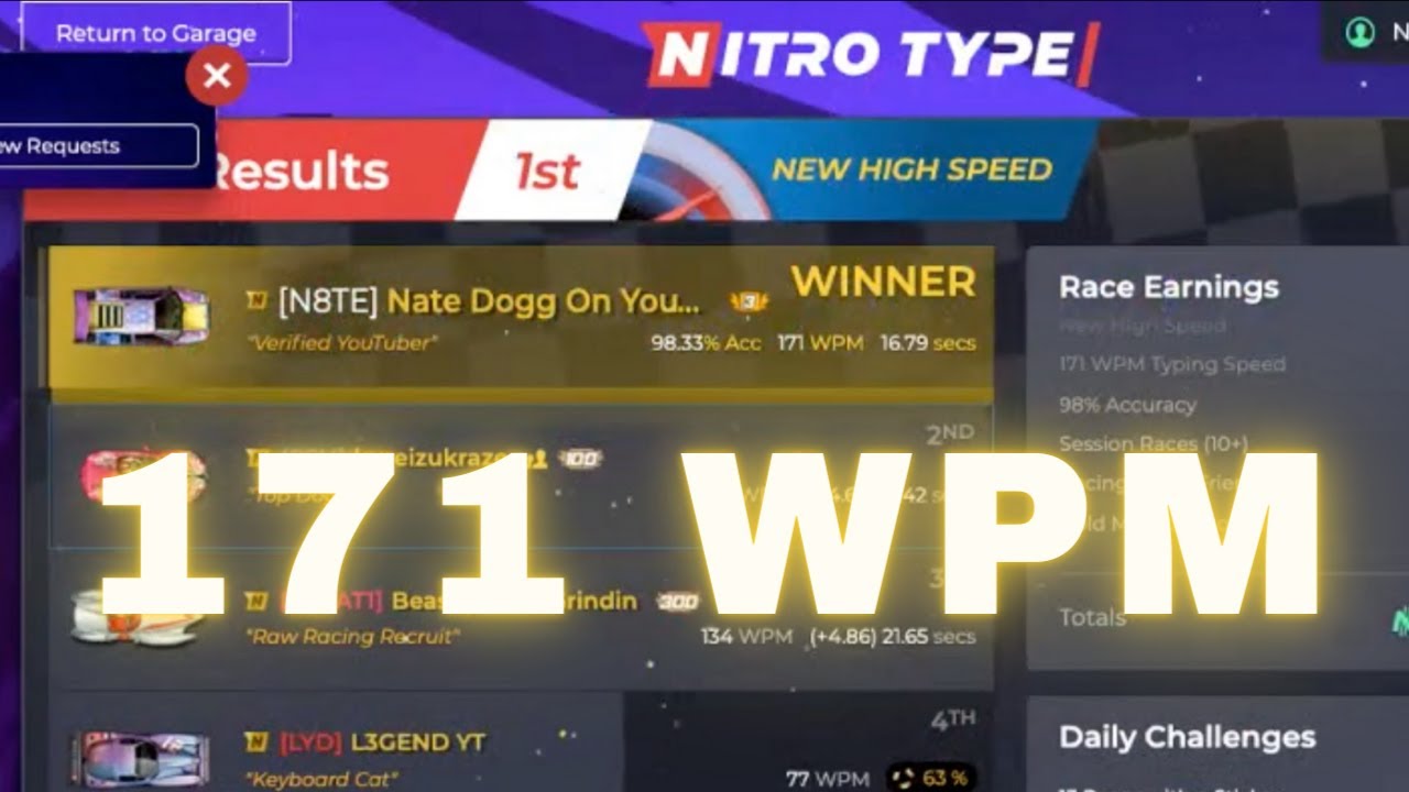 Nitro Type 171 WPM High SPEED! 