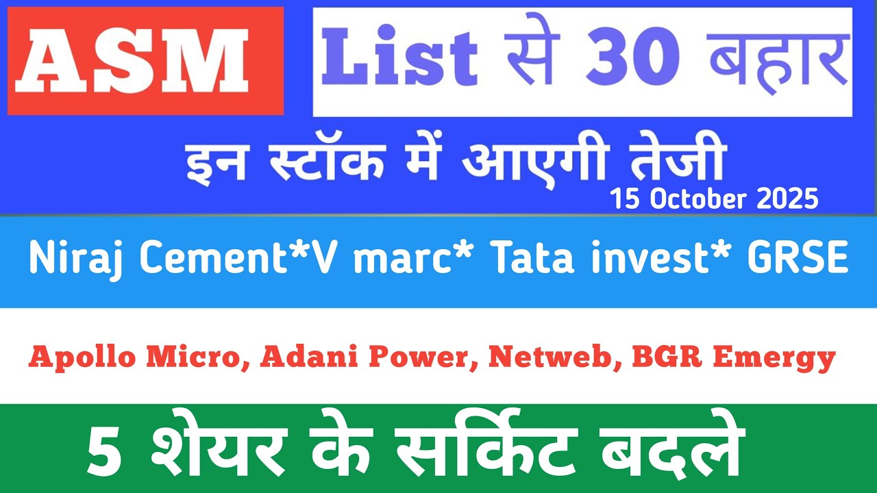 Asm list update 💥Niraj Cement 💥Adani Power 💥Adani total💥BSE💥 Data pattern💥Zinka💥GRSE💥Shakti 💥 Netweb