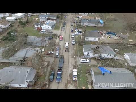 Drone video of Taylorville, IL tornado damage