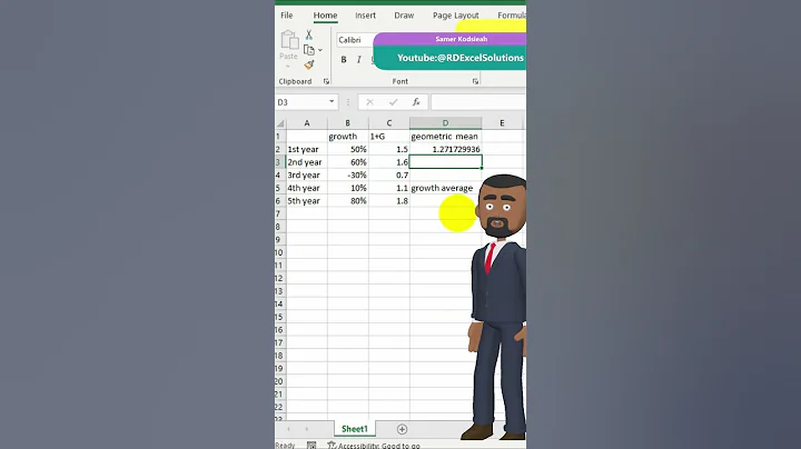 Calculate geometric mean in excel | calculate growth average | Excel