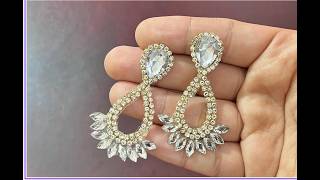 DIY Stone Earrings I Easy step by step tutorial  - Crystal TearDrop Rhinestone Earrings #diy #craft