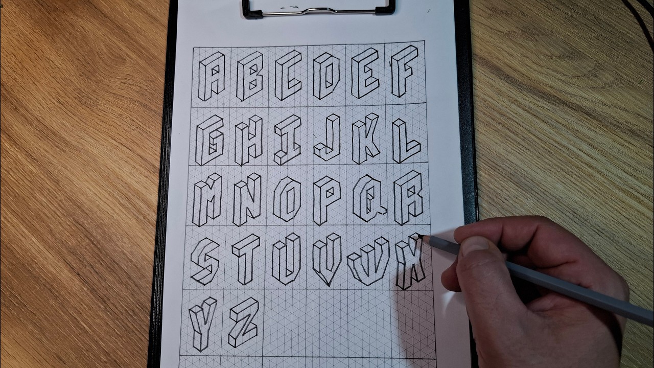 How to Draw 3D Letters T to Z | Simple Grid Paper Tutorial - YouTube