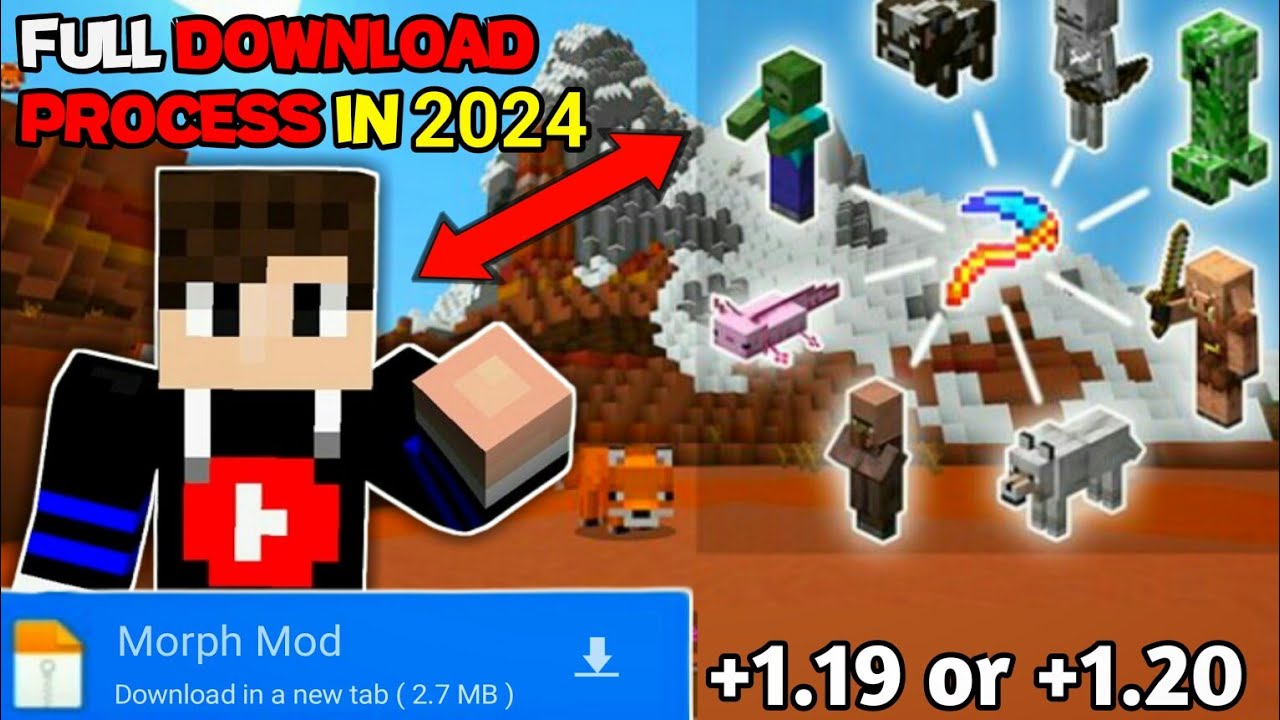 How To Download Morph Mod And Play In Minecraft PE +1.21😳 - YouTube