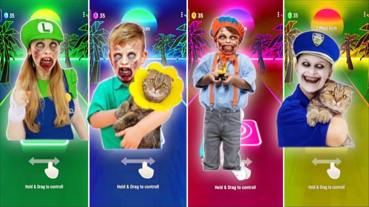 Tiles Hop - ZombieLikeNastya🆚 ZombieVladandNiki🆚 ZombieBlippi🆚 ZombieDianavsRoma🎶 Tiles Hop EDM Rush
