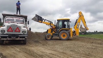 JCB Loading on Mixed Ballast Tipper in Crusher Industry