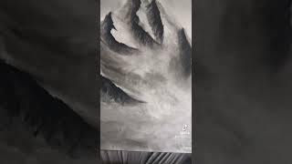 Beautiful mountain scenery landscape drawing | charcoal pencils | XArt #shorts #viral #art #artist