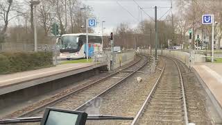 Rheinbahn Linie U74 der Stadtbahn Düsseldorf - Führerstandsmitfahrt 2023