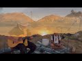 Live musical performance with yellow desert wildflowers at Sunset,  Clive Wright, Carl Roessler