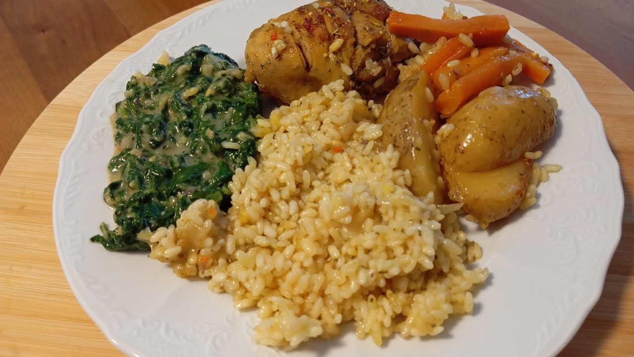 Pileći bataci sa povrćem/ Riža/Umak od blitve 💜 Zdrav i ukusan ručak 💜 @Emina_12