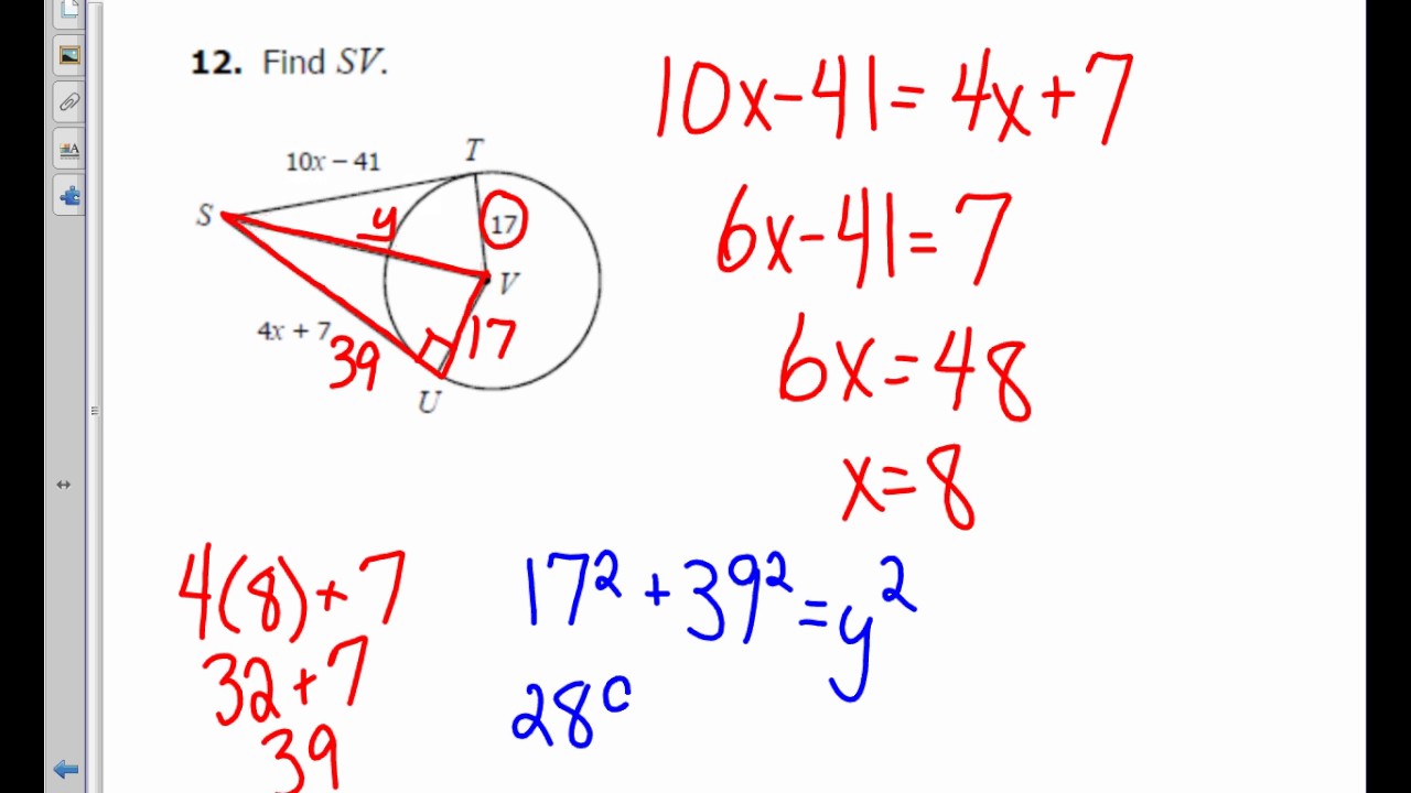 Tangent Lines Worksheet Answers