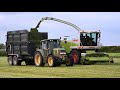 Silage 2023  lifting grass with claas jaguar 870 and john deeres plus buckraking with fendt 724