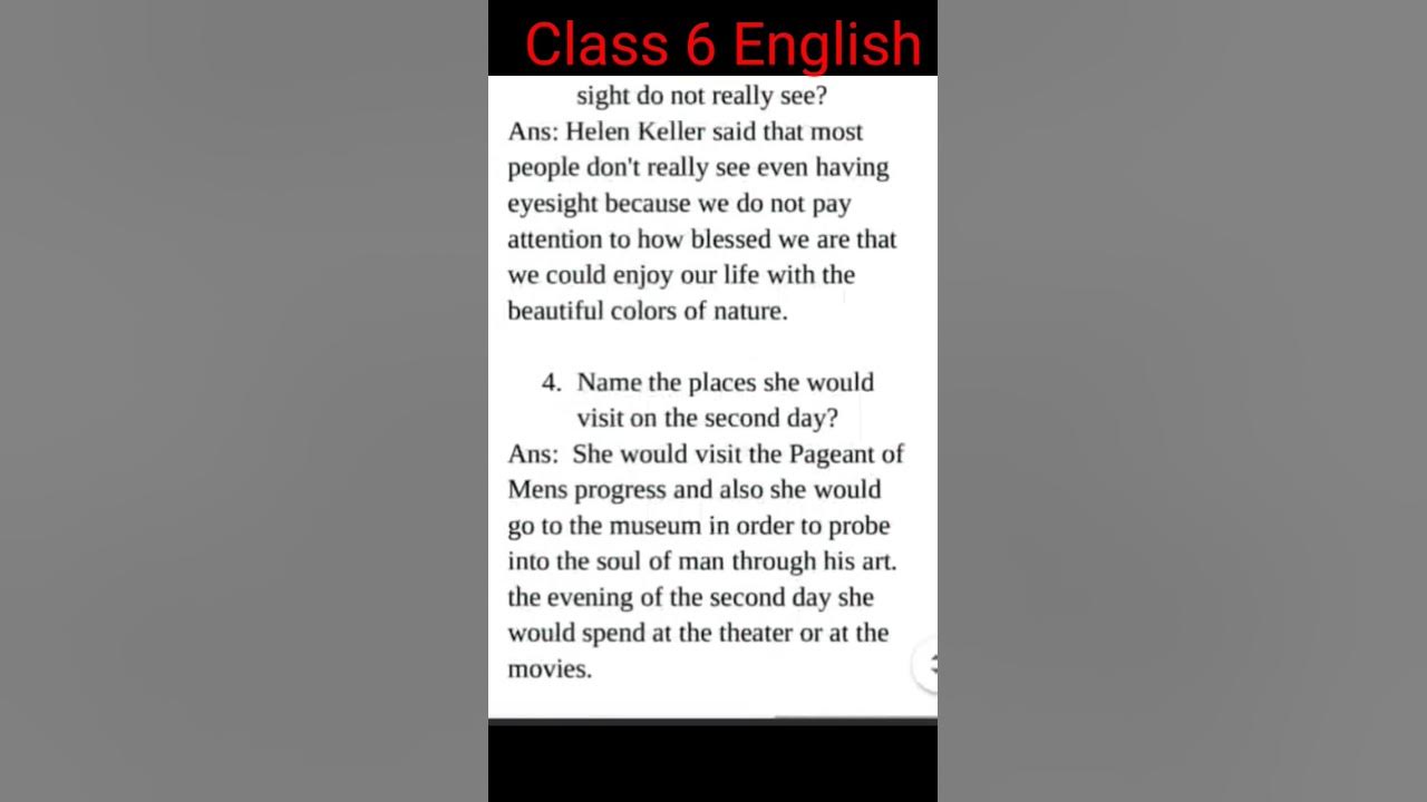 Class 6th English Chapter 2 Three Days To See YouTube class-6th-english-chapter-2-three-days-to-see-youtube