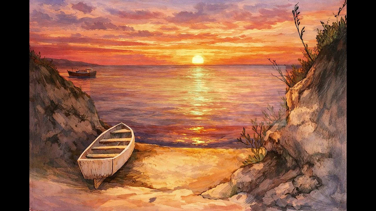 Peaceful Ocean Sunset 🌅 Relaxing Ambient Music for Sleep, Study & Deep Relaxation