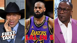 FIRST TAKE | Lakers in 5, right - Stephen A. trolls Shannon after Lakers loss to Wolves in Gm1