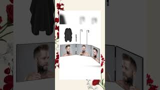 Portable 360° Trifold Vanity Makeup Mirror with Hook for Hair Self Cutting: